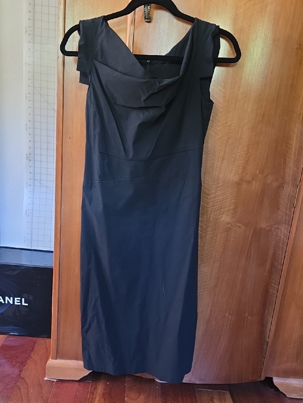 Porto Classic Black Sheath Dress - Elegant Cowl Neck